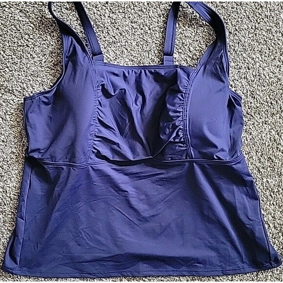 Lands' End 20W DDD Square Neck Tankini Swim Top Navy 2X Underwire  S628 - Picture 1 of 7
